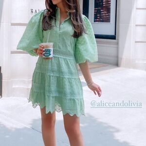 ALICE + OLIVIA Blakesley broderie anglaise mini dress